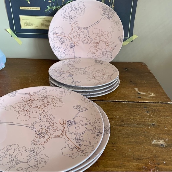 Set Melamine Tree Design Plates Mid Century Retro - Picture 2 of 4